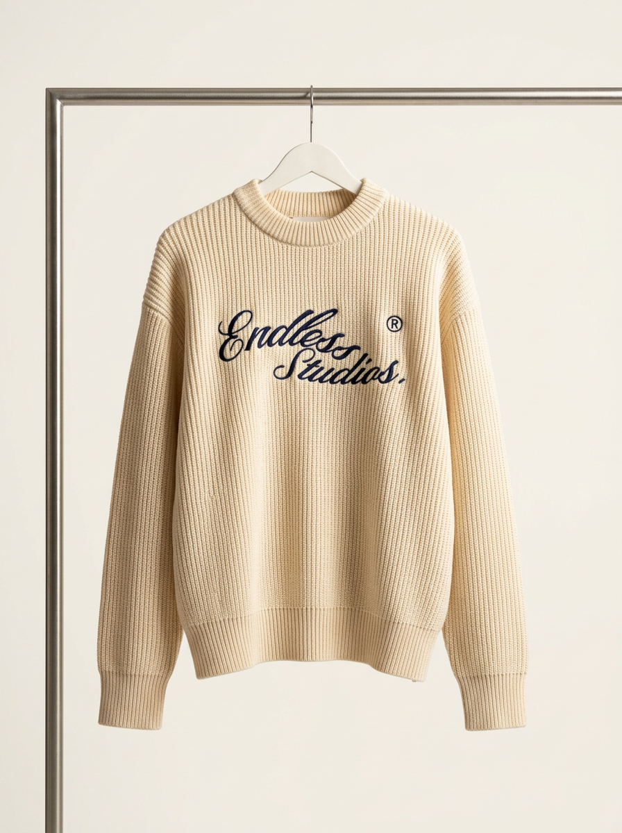 Endless Studios cream knit sweater